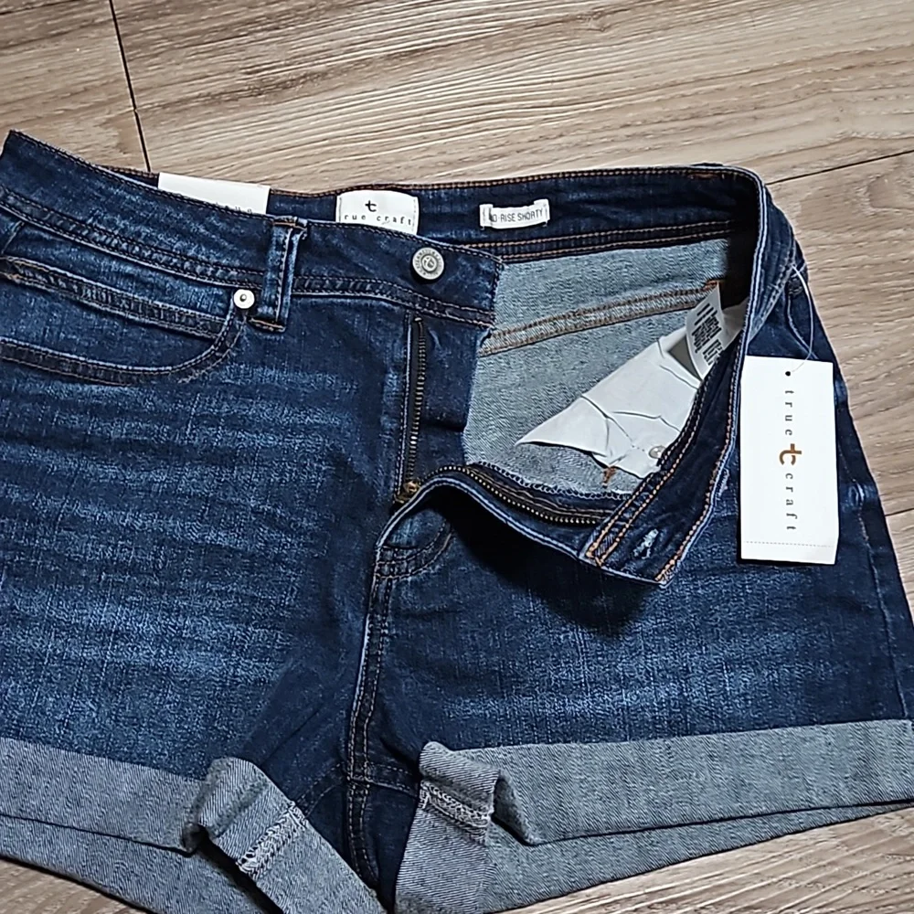 true craft Denim Mid-Rise Shorty Stretch Blue Jean Shorts 3" Inseam Women's 10 - Picture 8 of 16